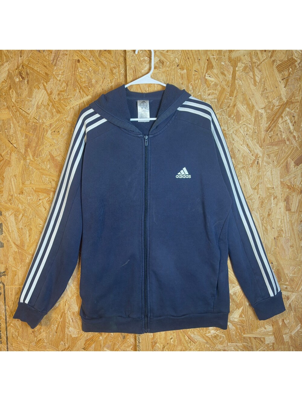 Navy Adidas Three Stripe Zip Jacket